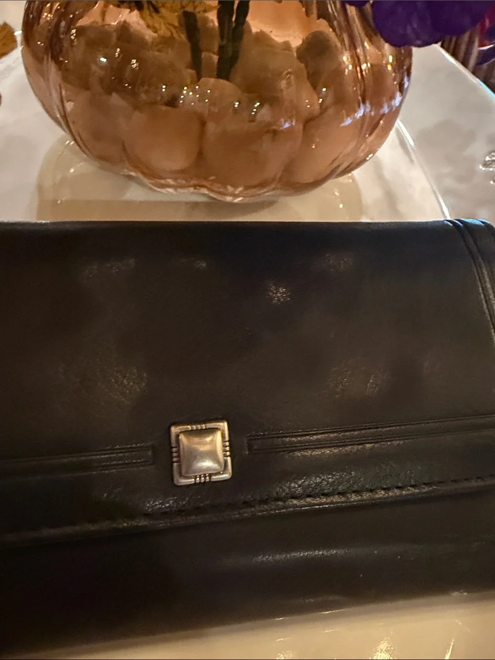 NWT***Princess Gardner BUTTERY SOFT Black Leather Calculator Clutch-Box included